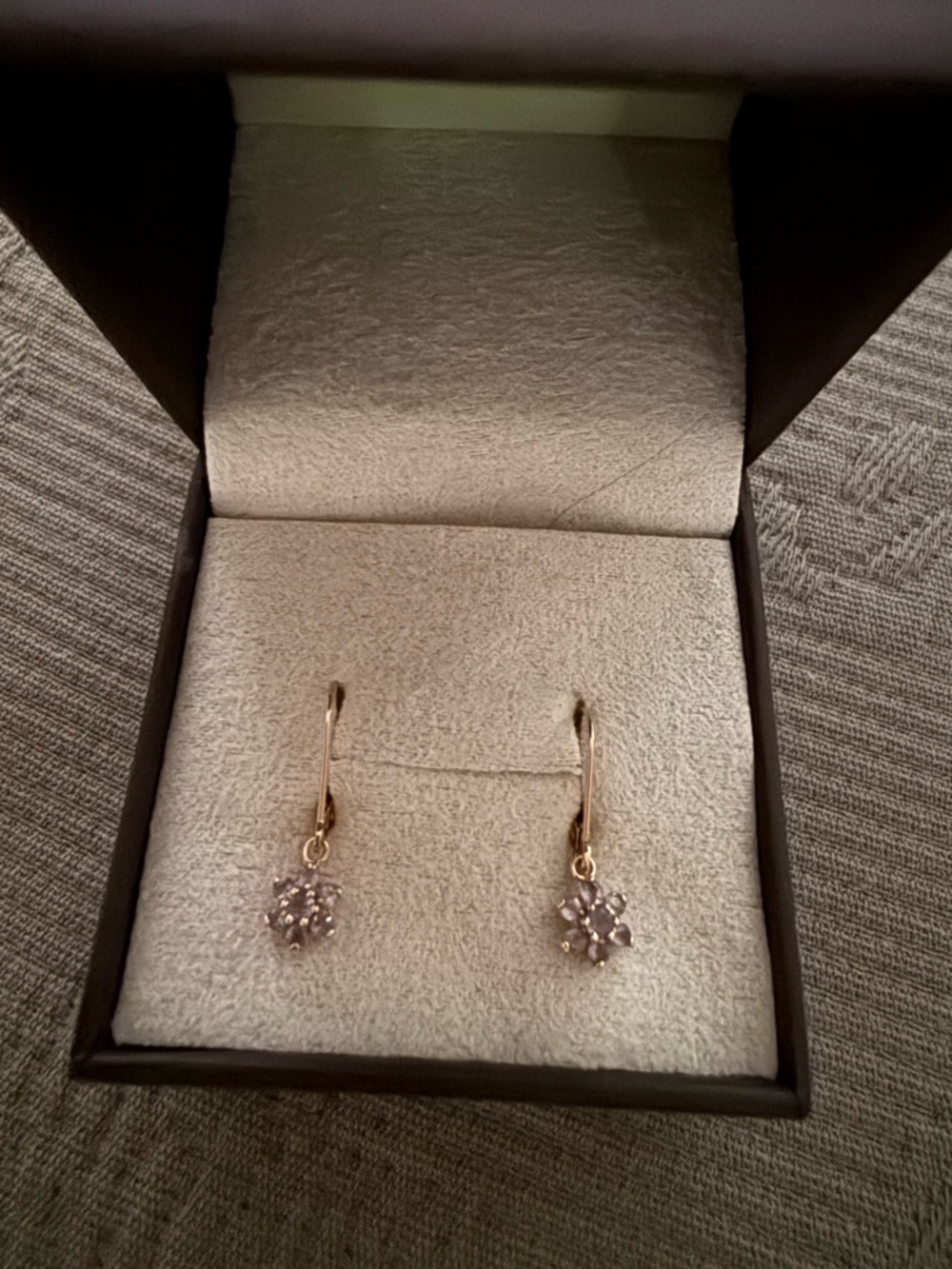 14 Kt Gold Tanzanite Drop Cluster Earrings